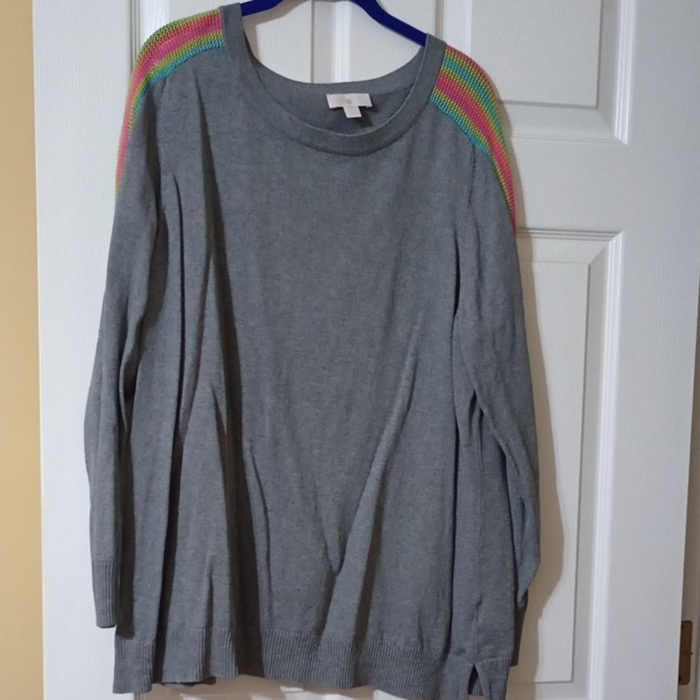 Belle by Kim Gravel Gray Knit Top 2x